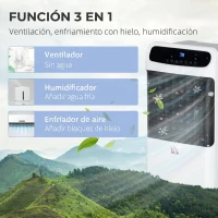 HOMCOM Climatizador 4 en 1 con Control Remoto 3 Modos 3 Velocidades Temporizador y Pantalla Táctil 38x35x81 cm Blanco(m-6)