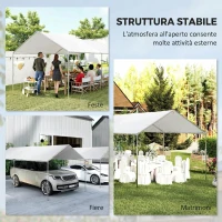 Outsunny Tendone per Auto in Acciaio Zincato con Kit di Ancoraggio, 5.95x2.94x2.6m - Bianco(m-7)