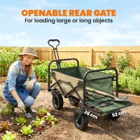 Outsunny Opvouwbare Bolderkar, 110 L, tot 100 kg, Telescopische handgreep, Stalen frame, 94 x 57 x 77-100 cm, Khaki(m-8)