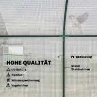 Outsunny Gewächshaus mit Fernster, Tür, Foliengewächshaus aus Stahl, 300x100x200cm, Weiß(m-4)