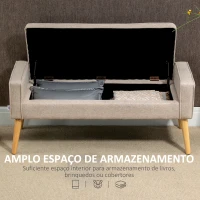 HOMCOM Banco de Armazenamento Estofado em Linho com Tampa Abatível e Pés de Madeira 120x45x54cm Bege(m-4)