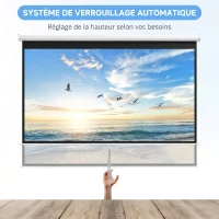 HOMCOM Écran de projection TV et Home Cinema de 100 Pouces vidéo projecteur 16:9 4K HD, fixation mural ou plafond(m-4)
