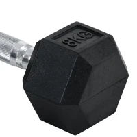 HOMCOM hexagon dumbbells set van 2 gietijzeren dumbbells handvat gekartelde dumbbell set dumbbell set gewichten metaal rubber zwart 2 x 8 KG(m-11)