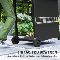 Outsunny Gasbarbecue 9,5 KW Grillwagen met 4 Branders, Zijbrander 123 x 57 x 98 cm Zwart(m-8)