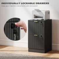 HOMCOM Filing Cabinet, Fluted Vertical File Cabinet with 2 Lockable Drawers and Hanging Rails, Black(m-6)