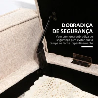 HOMCOM Banco de Armazenamento Estofado em Linho com Tampa Abatível e Pés de Madeira 120x45x54cm Bege(m-7)