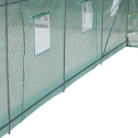 Outsunny Estufa tipo Túnel 500x200x205 cm Estufa de Jardim com Porta Enrolável e 8 Janelas Cobertura de PE 140 g/m² Verde(m-14)