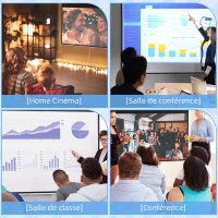 HOMCOM Écran de projection TV et Home Cinema de 100 Pouces vidéo projecteur 16:9 4K HD, fixation mural ou plafond(m-6)