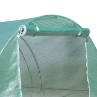 Outsunny Estufa tipo Túnel 500x200x205 cm Estufa de Jardim com Porta Enrolável e 8 Janelas Cobertura de PE 140 g/m² Verde(m-9)