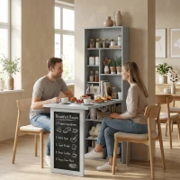 HOMCOM Schreibtisch Esstisch klappbar mit 6 Fächer Bücherregal mit 3 Regale Computertisch Bürotisch E1 Spanplatte Metallrahmen Dunkelgrau 98 x 51 x 153 cm(m-9)