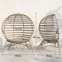 Outsunny Opvouwbare Tuinstoel - 2 Zitplaatsen, Met Kussen, voor Tuin en Terras, Ideaal voor Gezinnen, zandbruin(m-3)