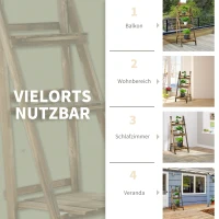 Outsunny Plantenetagere bloementrap bloemenbank plantenrek standaard 3 trappen vurenhout(m-7)