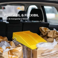 HOMCOM Set de 2 Rampe de Încărcare din Plastic pentru Mașini, cu Capacitate de 3 Tone și Suprafață Antiderapantă, Galben(m-7)