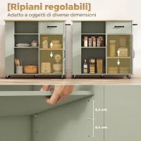 HOMCOM Mobile Cucina con Cassetto, Armadietto e Ripiano Regolabile, Verde Chiaro(m-5)