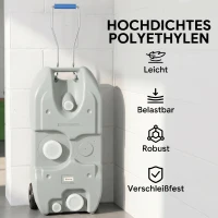 Outsunny Afvalwatertank, 40L, verrijdbaar, met slang, spatvrij, HDPE, 37x23x80cm, Grijs(m-7)