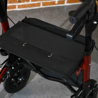 HOMCOM Lightweight Walking Frame, Rubber Wheels, Rollator Walker with Seat and Wheels with Adjustable Handle, Bag, Red(m-9)
