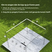 Outsunny Vervangingsdak voor 3 x 3 m pergola, intrekbaar, met regenafvoergaten, weerbestendig, Polyester, bruin(m-4)