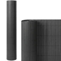 Outsunny 2Pcs Plastic Privacy Screening Fence, 1m x 3 m Waterproof Windbreak Fence, Dark Grey(m-1)