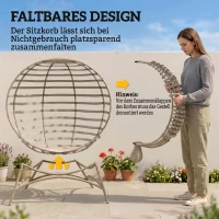 Outsunny Opvouwbare Tuinstoel - 2 Zitplaatsen, Met Kussen, voor Tuin en Terras, Ideaal voor Gezinnen, zandbruin(m-6)