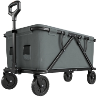 Outsunny Gartenwagen 120 kg belastbar, klappbar Transportwagen mit herausnehmbare Plane 160 Liter Dunkelgrau