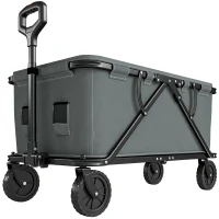 Outsunny Gartenwagen 120 kg belastbar, klappbar Transportwagen mit herausnehmbare Plane 160 Liter Dunkelgrau(m-1)