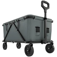 Outsunny Gartenwagen 120 kg belastbar, klappbar Transportwagen mit herausnehmbare Plane 160 Liter Dunkelgrau(m-10)