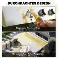 Outsunny Gasgrill 10,5 KW 3+1 Brenner BBQ Grillwagen Edelstahl inkl Seitenbrenner Flaschenöffner Thermometer Gusseisen-Grillrost(m-9)