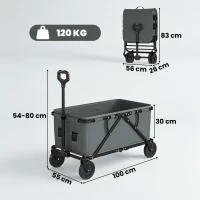 Outsunny Gartenwagen 120 kg belastbar, klappbar Transportwagen mit herausnehmbare Plane 160 Liter Dunkelgrau(m-3)