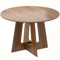 HOMCOM Mesa de comedor redonda para 4 personas, Ø 110 x 73,5 cm, mesa de cocina con base cruzada, marrón