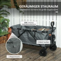 Outsunny Gartenwagen 120 kg belastbar, klappbar Transportwagen mit herausnehmbare Plane 160 Liter Dunkelgrau(m-4)