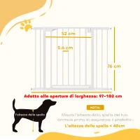 PawHut Cancellino di Sicurezza per Bambini e Animali, Chiusura Automatica e Montaggio a Pressione, 76-102x76 cm, Bianco(m-3)