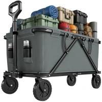 Outsunny Gartenwagen 120 kg belastbar, klappbar Transportwagen mit herausnehmbare Plane 160 Liter Dunkelgrau(m-11)