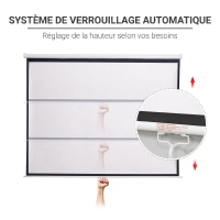HOMCOM Écran de Projection 120" 4:3 HD 4K, Boîtier en Métal, Écran Hauteur Réglable Manuellement, 244x183cm, Blanc(m-4)