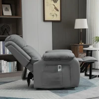 HOMCOM Riser and Recliner Chair with Vibration Massage, PU Leather Power Lift Chair for Elderly, Grey(m-12)