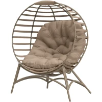 Outsunny Opvouwbare Tuinstoel - 2 Zitplaatsen, Met Kussen, voor Tuin en Terras, Ideaal voor Gezinnen, zandbruin(m-10)
