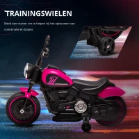 HOMCOM Elektrische kindermotorfiets met zijwieltjes, koplamp, 1,5 tot 3 km/u, roze(m-4)
