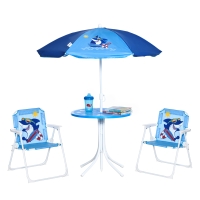 Outsunny tuintafelset voor kinderen van 3-6 jaar, haaiendesign, blauw