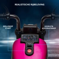 HOMCOM Elektrische kindermotorfiets met zijwieltjes, koplamp, 1,5 tot 3 km/u, roze(m-5)