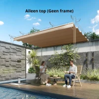 Outsunny Vervangingsdak voor 3 x 3 m pergola, intrekbaar, met regenafvoergaten, weerbestendig, Polyester, bruin(m-7)