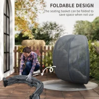 Outsunny Double Hanging Egg Chair 2 Seaters Texteline Swing Hammock Chair with Folding Design, Grey(m-6)