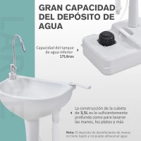Outsunny Lavamanos Portátil Estación de Lavado para Actividades al Aire Libre y Camping con Tanque de Agua de 17L Dispensador de Jabón Toallero y 2 Ruedas HDPE para Eventos, Reuniones Gris Claro(m-4)