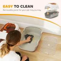 PawHut Plastic Pet Carrier Hard Shell Dog Cat Carrier Max 4 KG Steel Door Feed Bowl Secure Lock 49 x 32 x 31 cm(m-8)