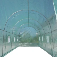 Outsunny Estufa tipo Túnel 500x200x205 cm Estufa de Jardim com Porta Enrolável e 8 Janelas Cobertura de PE 140 g/m² Verde(m-12)