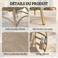 Outsunny Opvouwbare Tuinstoel - 2 Zitplaatsen, Met Kussen, voor Tuin en Terras, Ideaal voor Gezinnen, zandbruin(m-4)