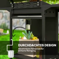 Outsunny Gasbarbecue 9,5 KW Grillwagen met 4 Branders, Zijbrander 123 x 57 x 98 cm Zwart(m-7)