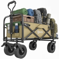 Outsunny Opvouwbare Bolderkar, 110 L, tot 100 kg, Telescopische handgreep, Stalen frame, 94 x 57 x 77-100 cm, Khaki
