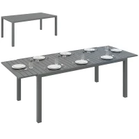 Outsunny Mesa de Comedor Exterior Mesa de Terraza para 6 -8 Personas con Marco de Aluminio 180/240x94x73 cm Gris Oscuro(m-10)