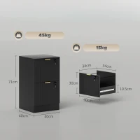 HOMCOM Filing Cabinet, Fluted Vertical File Cabinet with 2 Lockable Drawers and Hanging Rails, Black(m-3)