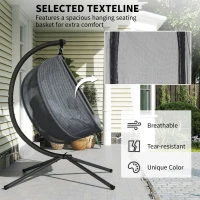 Outsunny Double Hanging Egg Chair 2 Seaters Texteline Swing Hammock Chair with Folding Design, Grey(m-4)