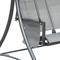 Outsunny 3 Person Outdoor Patio Porch Swing Chair with High Back Design and Side Pouches, Charcoal Grey(m-10)